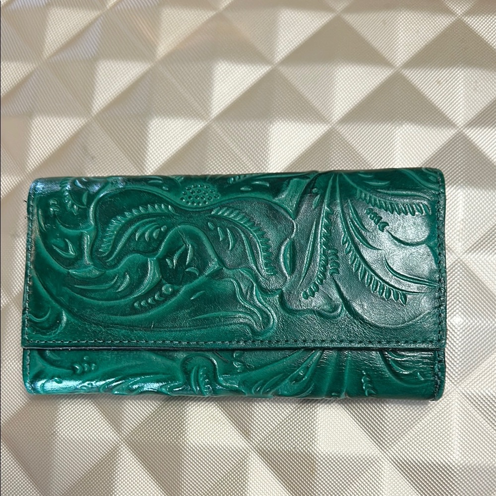 Patricia Nash Green Embossed Wallet